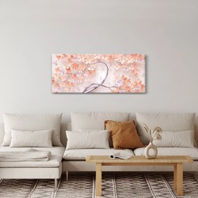 Tablou florilor de pom din coral - abstract (120x50 cm)