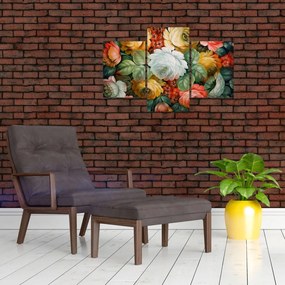 Tablou cu buchet pictat de flori (90x60 cm)