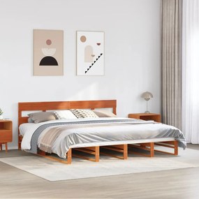 vidaXL Cadru de pat fără saltea, maro ceruit 180x200 cm lemn masiv pin