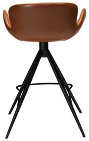 Scaun bar din piele ecologică DAN–FORM Denmark Gaia, înălțime 87 cm, maro coniac