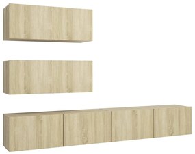 3079026 vidaXL Set dulapuri TV, 4 piese, stejar sonoma, lemn prelucrat