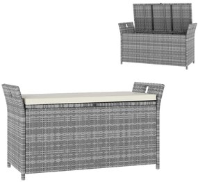 Outsunny Bancă cutie de depozitare exterioară din rășină țesută 250L cu pernă detașabilă, pentru grădină, balcon, crem | Aosom Romania
