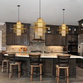 Lustră pe cablu Immax 08254L PINCHOS 1xE27/40W/230V d. 45 cm bambus