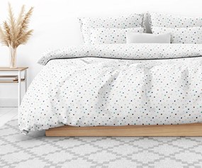 Goldea lenjerie de pat din 100% bumbac - buline colorate pe alb 140 x 200 și 50 x 70 cm