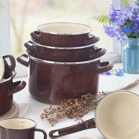 Orion Oală emailată cu margine Brown, 3 l, 3 l