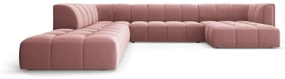 Coltar Serena in forma de U cu 7 locuri si tapiterie din catifea, roz