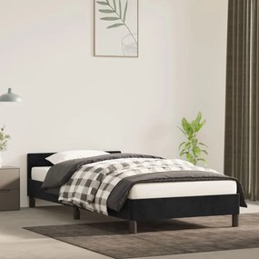 Cadru de pat cu tablie, negru, 90x200 cm, catifea Negru, 90 x 200 cm