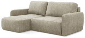Colțar bej extensibil/cu spațiu de depozitare cu tapițerie din chenille (cu colț pe partea stângă/cu șezlong) Lilo – Makamii