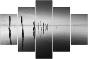 Tablou cu nivelul de lac alb negru (150x105 cm)