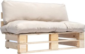 vidaXL Canapea din paleți de grădină, cu perne nisipii, lemn de pin