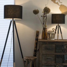 Set de lampă de masă și lampă de podea cu abajur negru - Pip