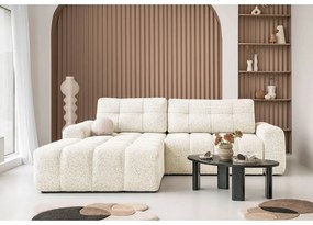 Colțar modular crem extensibil/cu spațiu de depozitare (cu colț pe partea stângă) Lulu – Miuform