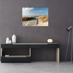 Tablou pe sticlă - Plaja cu nisip de pe insula Langeoog, Germania (70x50 cm)