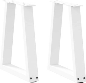 vidaXL Picioare pentru măsuță de cafea în formă de V, 2 buc., alb, 38x(42-43,3) cm, oțel