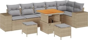 vidaXL Set de canapele pentru grădină 9 pcs Beige și gri deschis