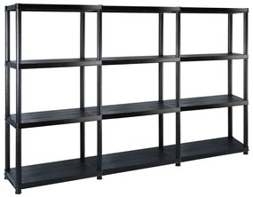vidaXL Raft de depozitare cu 4 polițe, negru, 183x30,5x130 cm, plastic