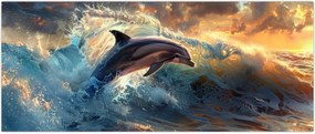 Tablou - Delfin, ilustrații (120x50 cm)