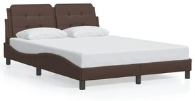 3208179 vidaXL Cadru de pat cu tăblie, maro, 140x190 cm, piele ecologică