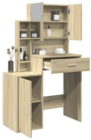 vidaXL Masă de toaletă cu dulap, stejar sonoma, 80x35x132 cm