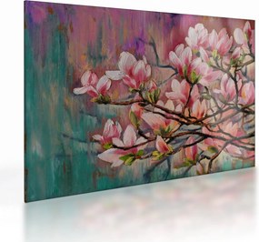 Tablou pe sticlă - Pictură în ulei, Sakura în floare (70x50 cm)