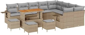 vidaXL Set de canapele pentru grădină 13 pcs Bej poliratan