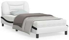 3207966 vidaXL Cadru de pat cu tăblie alb și negru, 80x200 cm, piele ecologică