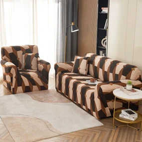 Husa Elastica Pentru Fotoliu  Canapea  Coltar - Brown Black