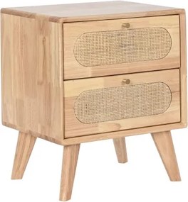 Noptiera din lemn de cauciuc si rattan, " Moon "