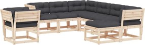 vidaXL Set mobilier de grădină cu perne, 8 piese, lemn masiv de pin