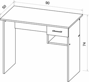 Birou cu blat in decor stejar artisan B-011