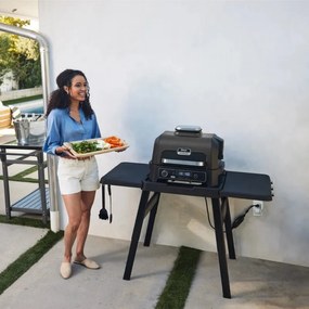 Gratar electric Ninja OG850EU, 1700W, 4 programe, 45x29 cm, 240°C, Ceramica Plocha, Tehnologie Woodfire, IPX4, Negru