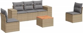 vidaXL Set canapele de grădină cu perne, 6 piese, bej, poliratan