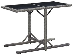 vidaXL Masă de grădină, antracit, 110 x 53 x 72 cm, sticlă și poliratan