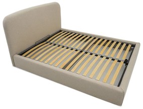 Pat matrimonial bej tapițat cu spațiu de depozitare cu somieră 140x190 cm Sea – Scandic