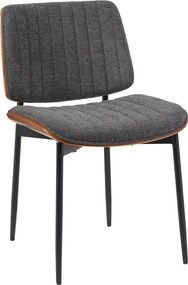 Scaun Bucatarie/Dining Kelly Placat Cu Lemn Finisaj Nuc, Tapiterie Textil Gri