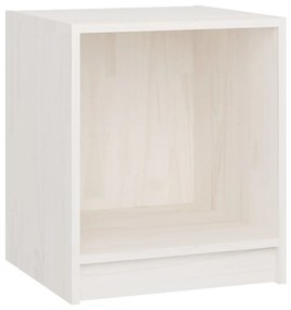 Noptiera, alb, 35,5x33,5x41,5 cm, lemn masiv de pin 1, Alb