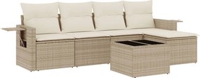 vidaXL Set canapele de grădină cu perne, 6 piese, bej, poliratan