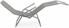 Sezlong pliabil gri din metal si poliester, Bolzano Bizzotto