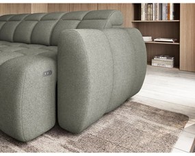 Colțar verde prăfuit extensibil/cu spațiu de depozitare cu tapițerie din țesătură bouclé (cu colț pe partea stângă/în formă de ”L”) Falconn – ELTAP