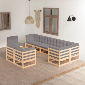 vidaXL Set mobilier grădină cu perne, 9 piese, lemn masiv de pin