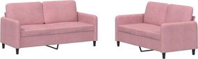 vidaXL Set canapele, 2 piese, roz, catifea