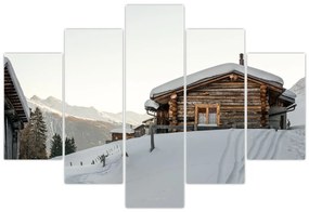 Tablou - cabana montană în zăpadă (150x105 cm)