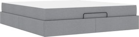vidaXL Cadru de pat cu saltea cu saltea 2 pcs Gri deschis țesătură