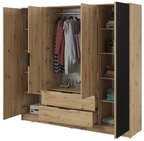Dulap Neria 206 cm - stejar artisan / negru
