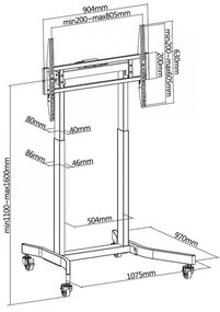 Suport TV Crown WM120K100 MOTO, 55-100", Trepied, Telecomandă, Până la 120 kg, Negru