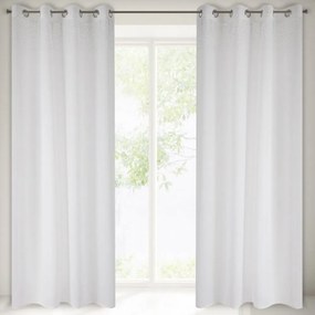 Perdea albă monocromă, pe inele, în stil glamour 140 x 250 cm