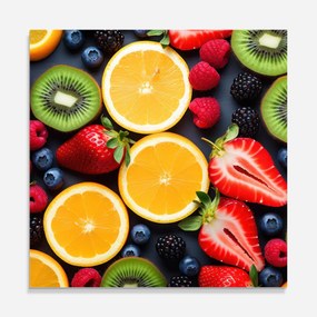 Panou Sticla Bucatarie, 60x60cm, Protectie aragaz, Antistropi, Termorezistent, Alimente, Fructe, Orange Fruit Mix