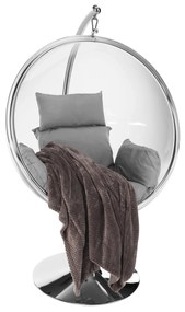 Scaun suspendat cu suport, transparent/ argintiu/ gri, BUBBLE TIP 3