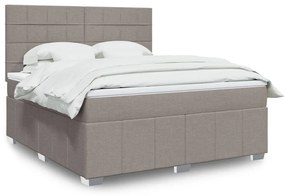vidaXL Pat continental cu saltea, gri taupe, 180x200 cm, textil