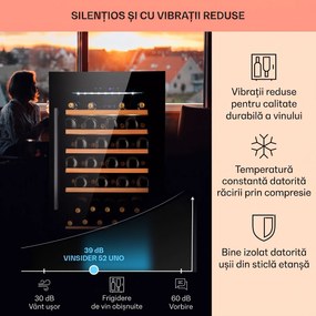 Klarstein Vinsider 52 Built-In Uno, frigider pentru vin încorporat, 52 sticle, 137 litri, oțel inoxidabil